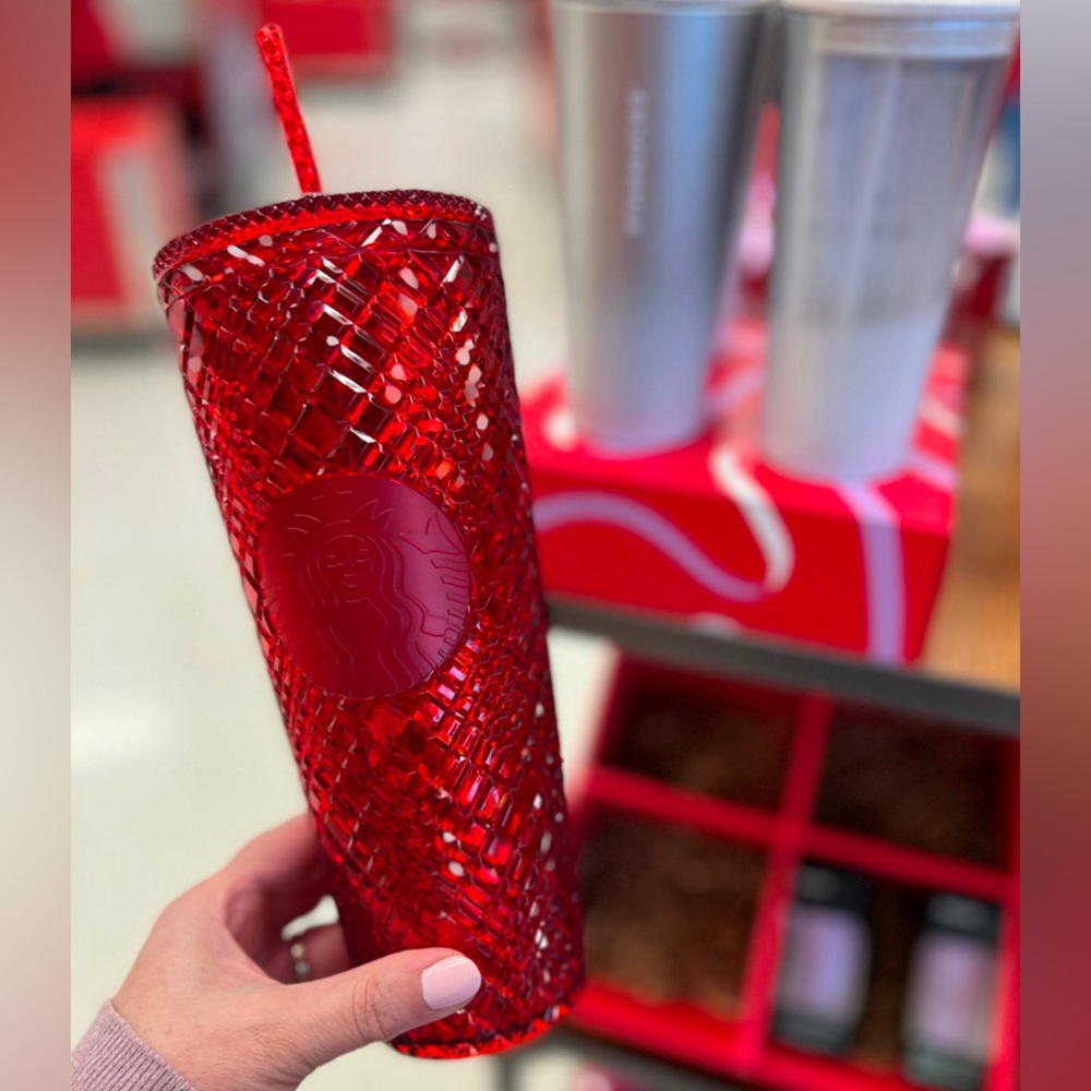 ♥️ NEW Starbucks Red Jeweled Tumbler Cold Cup 2021 Winter Release 24oz